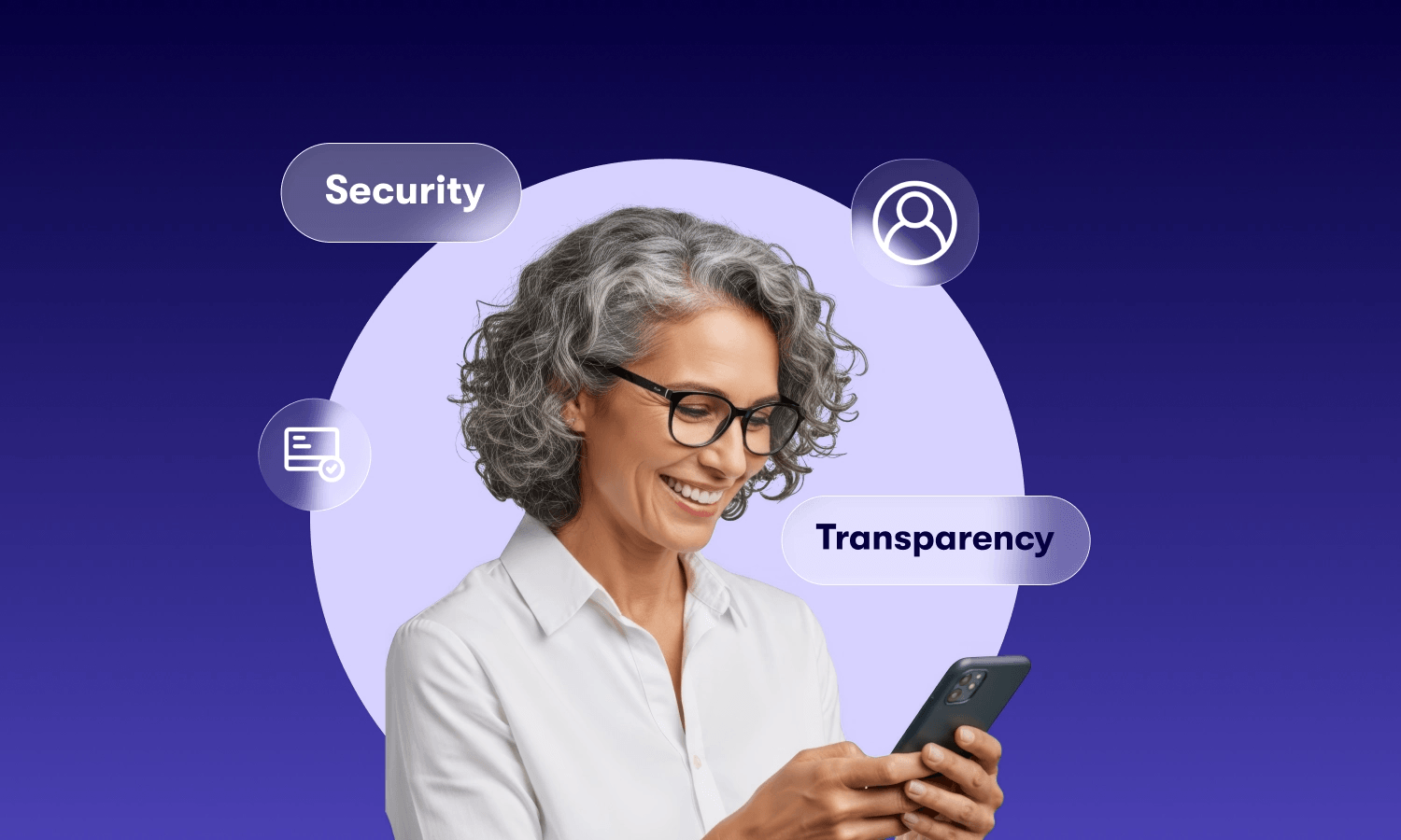 Happy woman looking the buyer portal