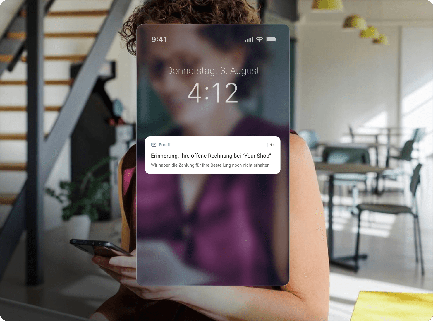 Screenshot einer Ratepay-Zahlungserinnerung als Push-Notifikation.