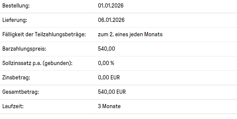 Ratenzahlung Beispiel Pay in 3