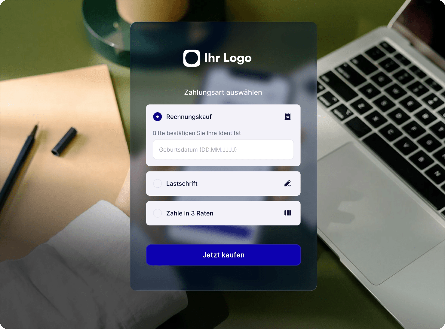 Screenshot eines Checkouts mit den White-Label Zahlungslösungen von Ratepay.