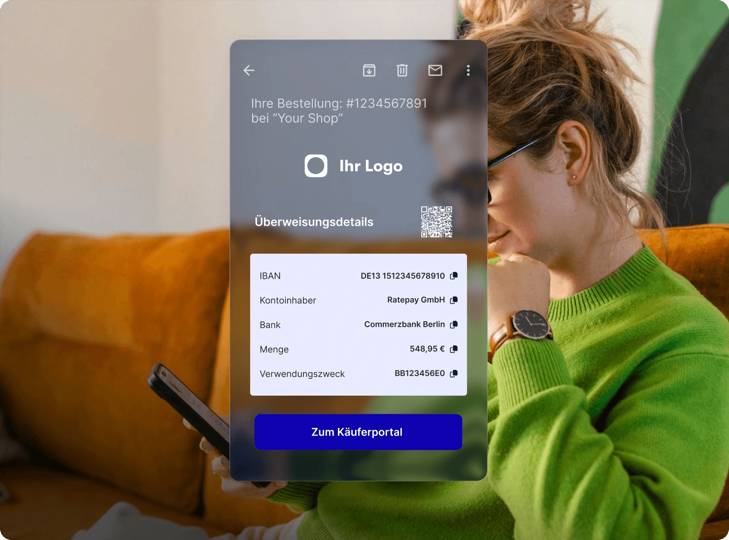 Screenshot einer White-Label-Rechnung von Ratepay.
