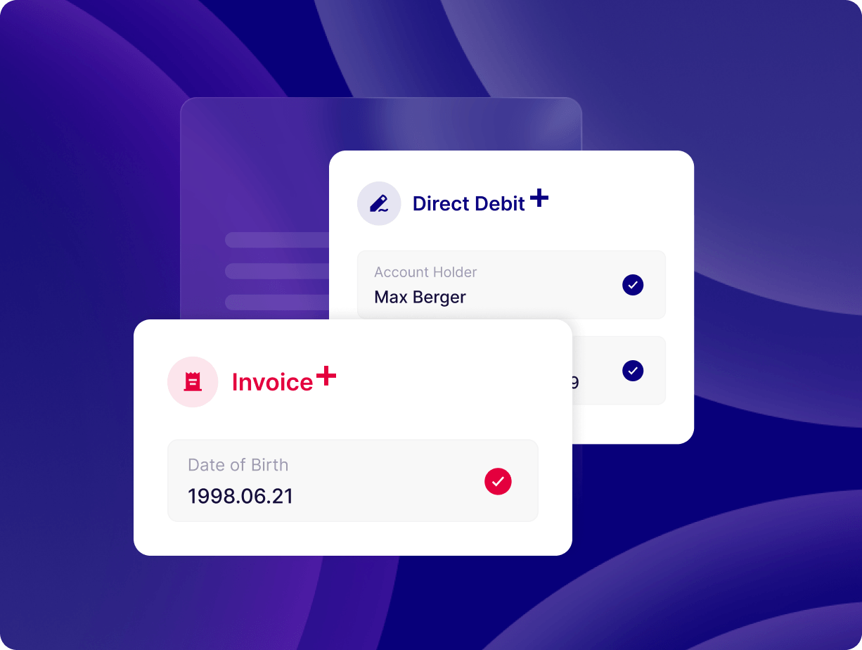 Screenshot of our invoice plus and direct debit plus product
