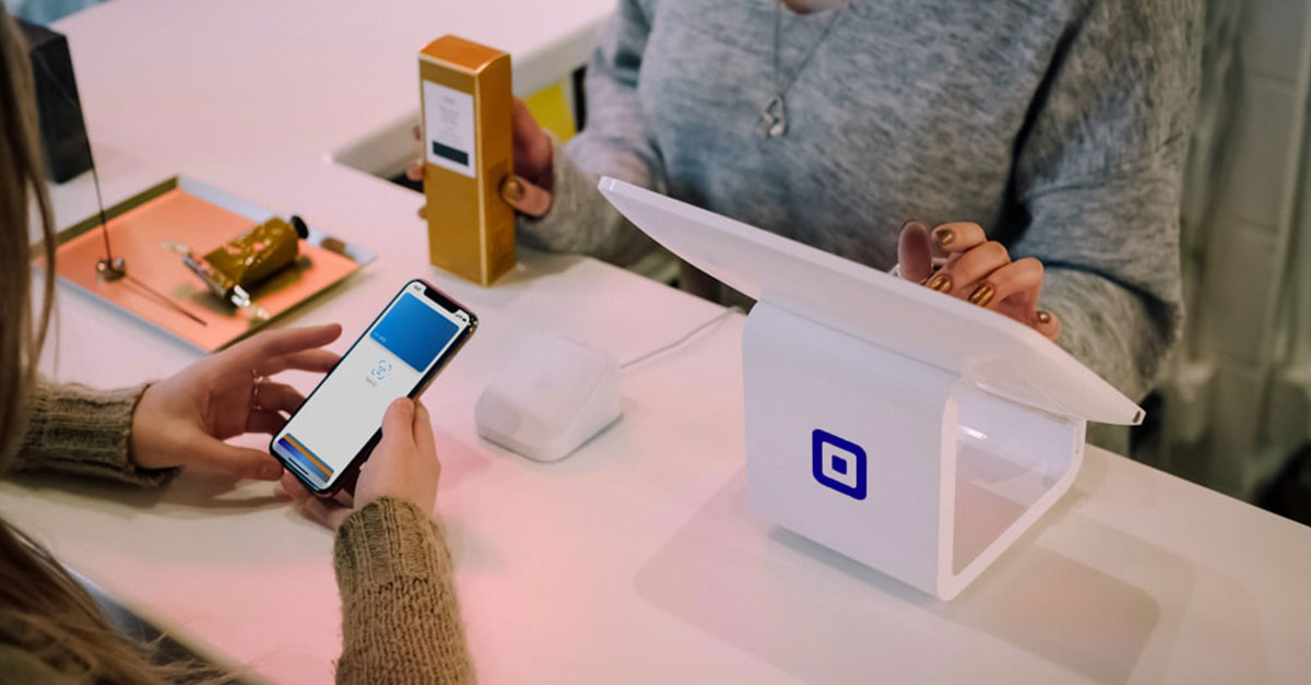 Paying with smartphone in a shop