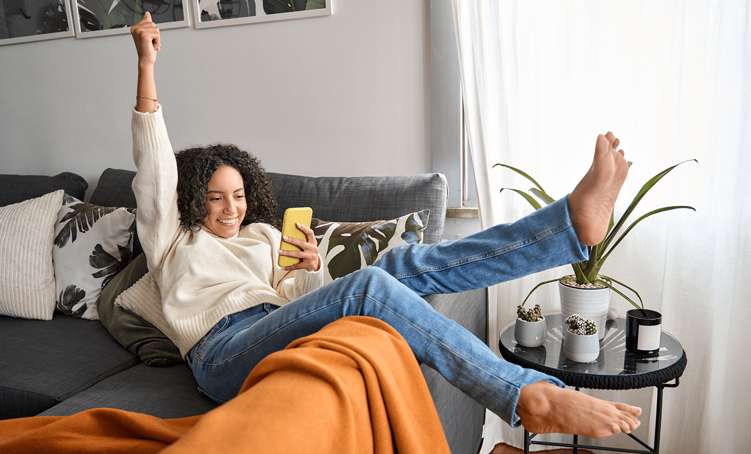 Woman happy about bnpl trends in 2023